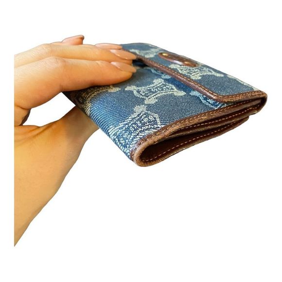 AUTHENTIC Celine Macadam Denim & Leather Compact Wallet w/ Tags - Picture 7 of 11